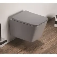 Унитаз подвесной CeramaLux 5170MH безободковый, с сиденьем микролифт, светло-серый матовый