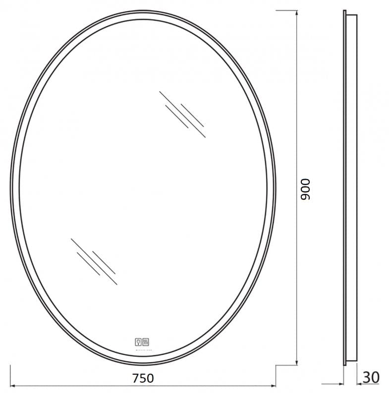 Зеркало BelBagno SPC-VST-750-900-LED-TCH-WARM