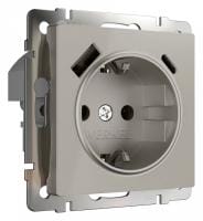 Розетка с заземлением и со шторкой и 2хUSB type A и C, без рамки Werkel дымчатый W1271704