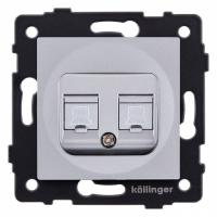 Розетка двойная Ethernet RJ-45 и со шторками, без рамки Kollinger  REA-019GY