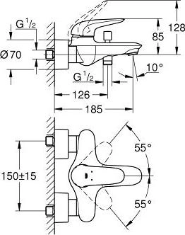 Смеситель для ванны Grohe Eurostyle 23726003