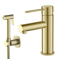 Смеситель для раковины Timo Saona 2360/17G с гигиеническим душем золото матовое