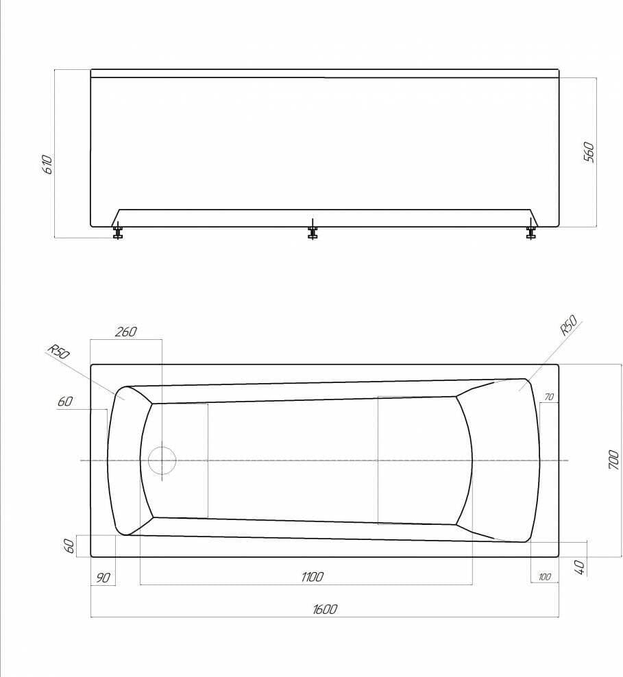 Акриловая ванна Aquatek Либра New 160х70 см LIB160N-0000006, белый