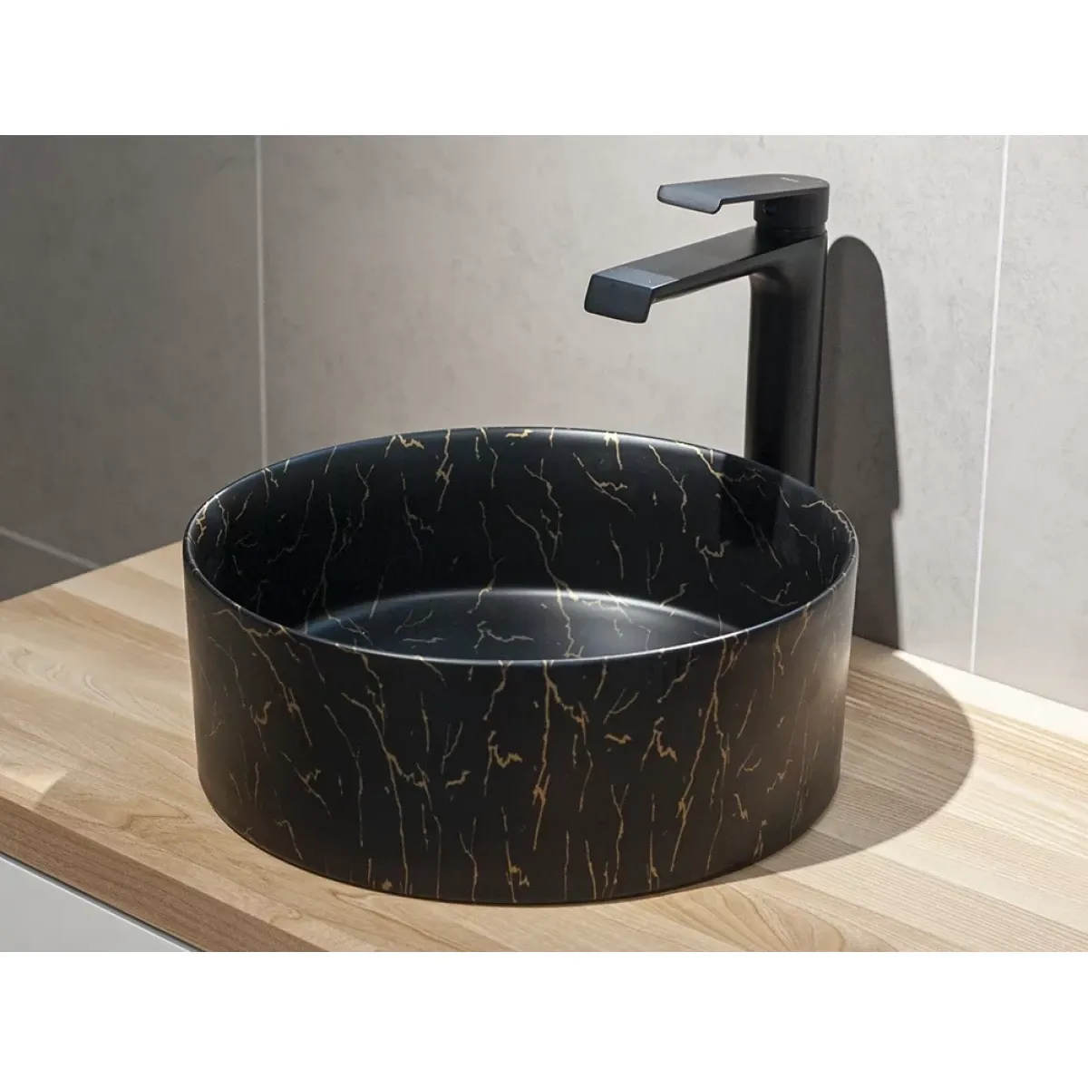 Раковина-чаша CeramaLux C1114 36,5x36,5 см, накладная, черный мрамор