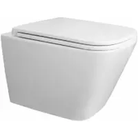 Унитаз подвесной CeramaLux TR5171 безободковый, торнадо, с сиденьем микролифт, белый