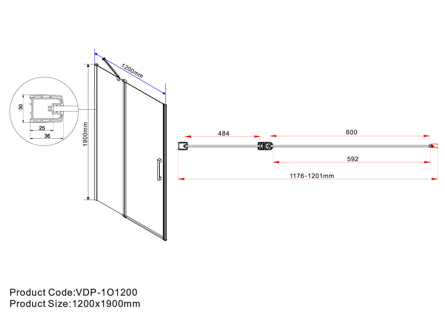 Душевая дверь Vincea Orta VPP-1O120CL