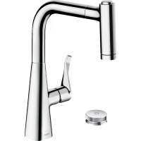 Смеситель для кухни hansgrohe Metris Select M71 220 Eco 2jet sBox 73826000 на 2 отверстия с вытяжным душем хром