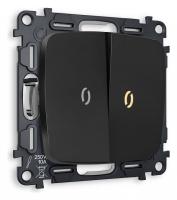 Выключатель проходной двухклавишный с подсветкой без рамки Ambrella Volt Quant MO804030