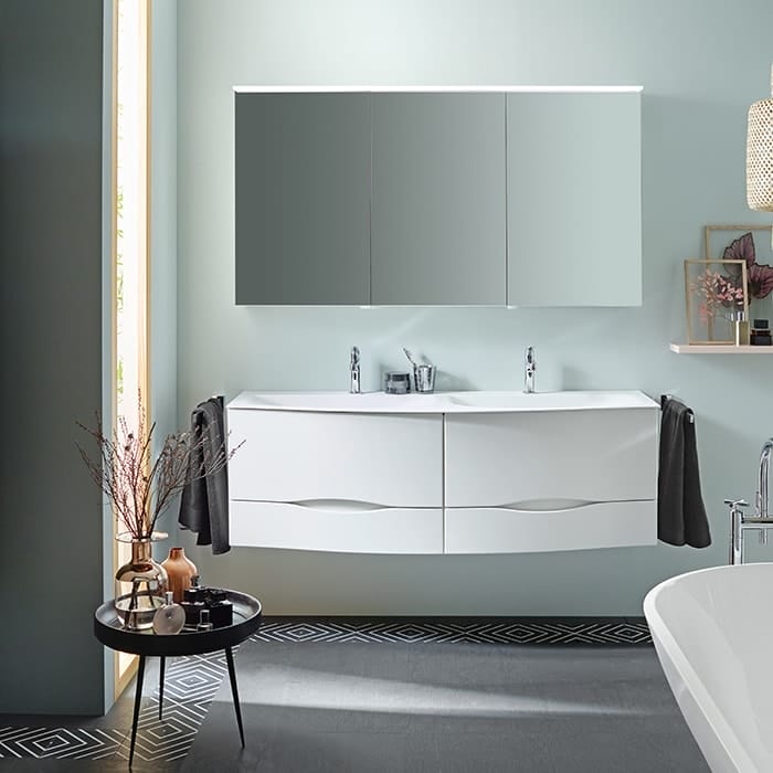 Тумба с двумя раковинами Burgbad Sinea 2.0 151 SFFQ151 F2800 G0167 C0001*1 белая глянцевая