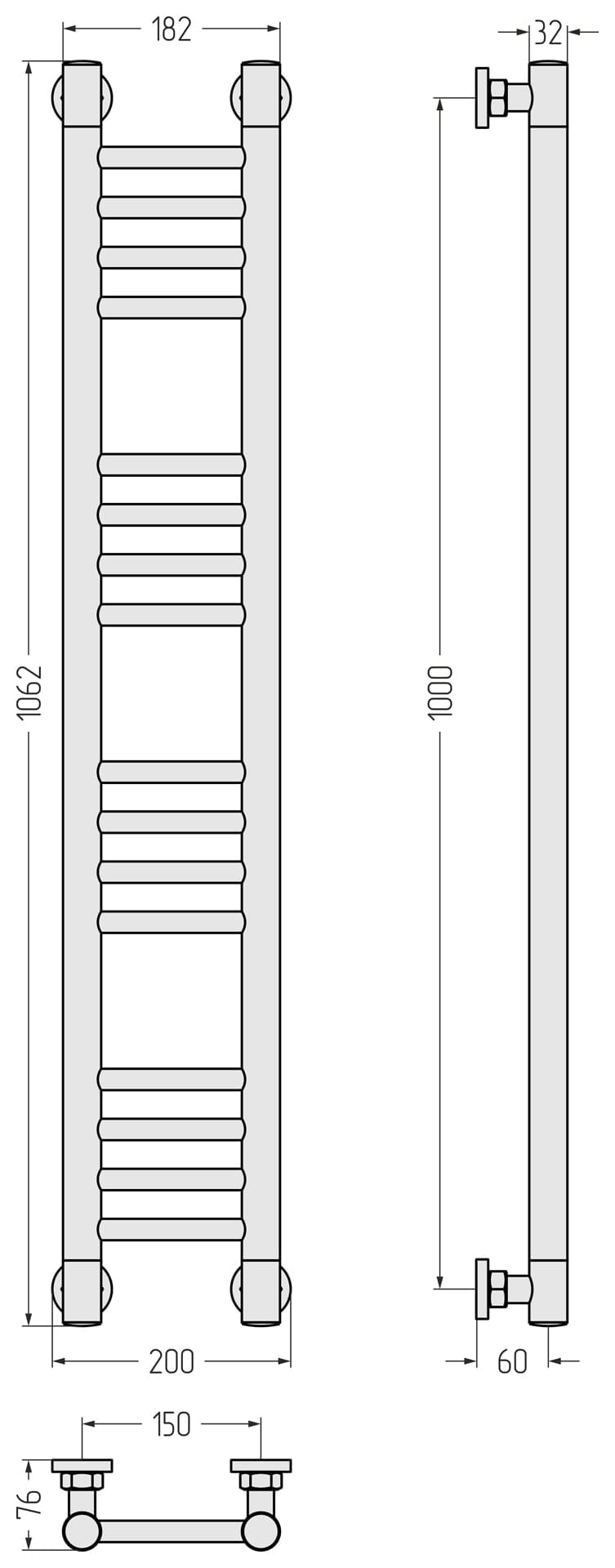 Водяной полотенцесушитель Сунержа Богема+ прямая 1000х150 32-0220-1015 золотой шелк