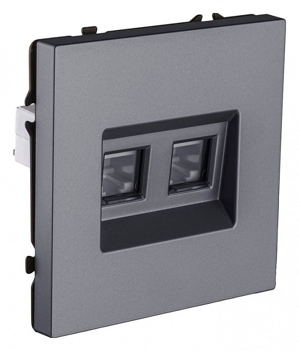 Розетка двойная Ethernet RJ-45 и со шторками, без рамки Kollinger Eclipse EC-018GY