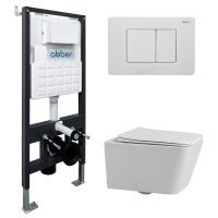 Комплект унитаза с инсталляцией Abber Rechteck AC1201-AC0105-AC0120MW с белой матовой клавишей