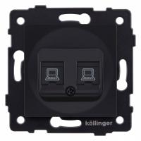 Розетка двойная Ethernet RJ-45 и со шторками, без рамки Kollinger  REA-019BM