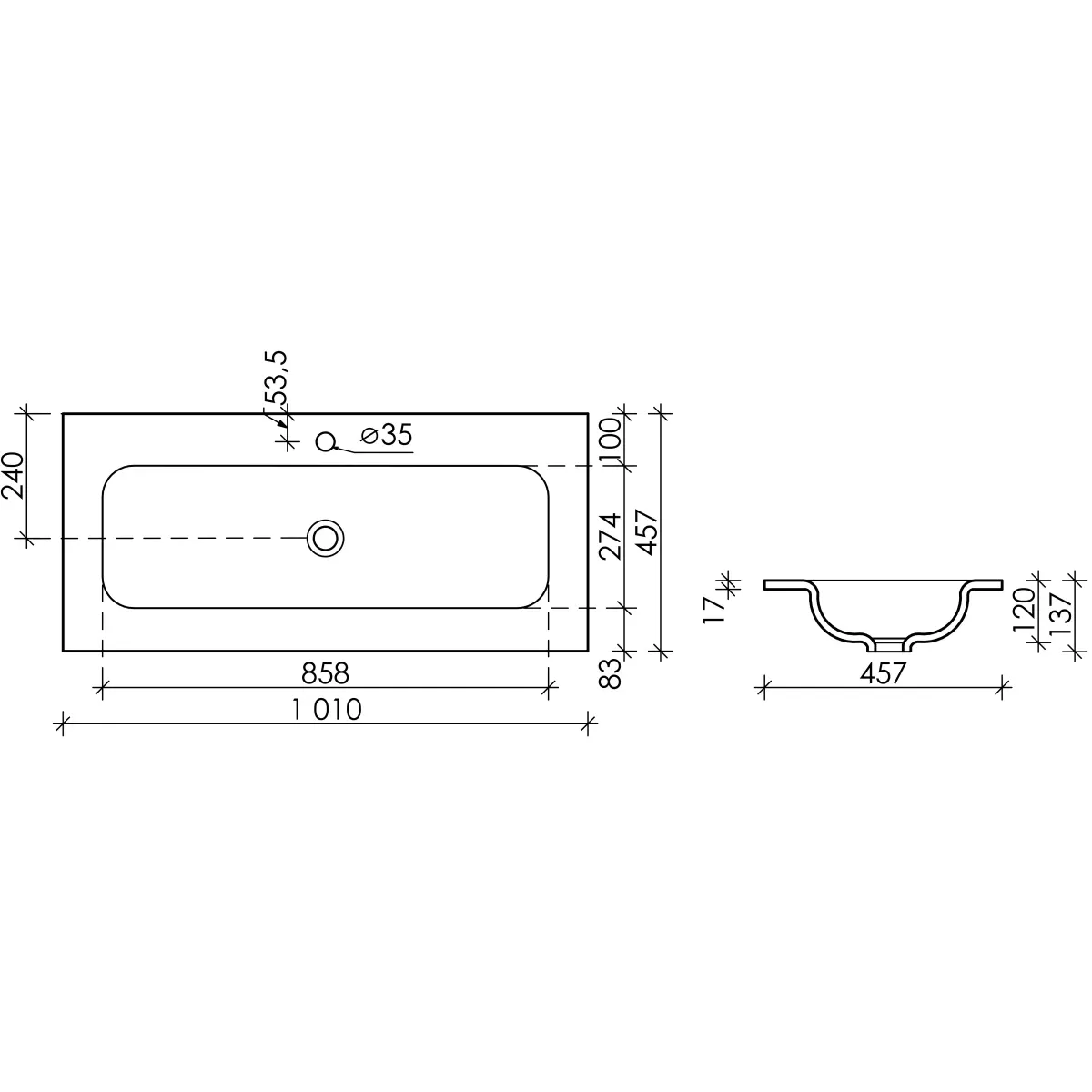 Раковина Ceramica Nova Grace CN7013MB 101x45,7 см, накладная, черный матовый