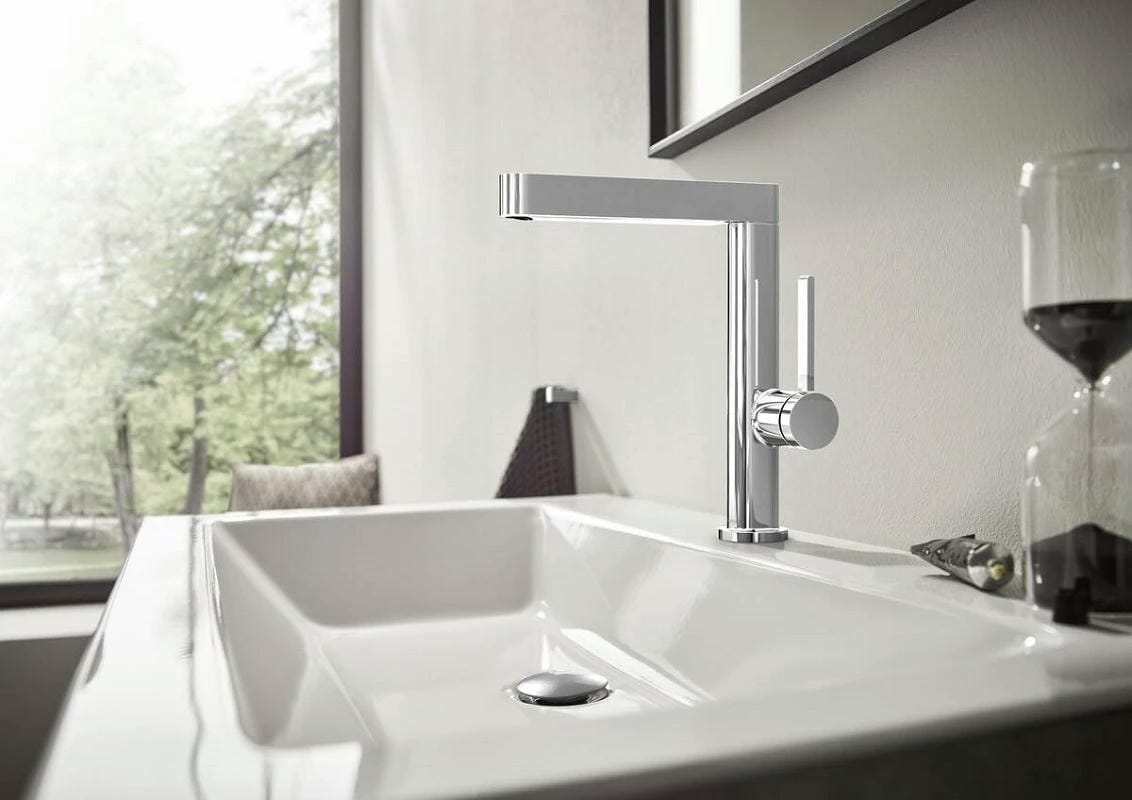 Смеситель для раковины hansgrohe Finoris 76060000 с вытяжным изливом со сливным клапаном Push-Open глянцевый хром