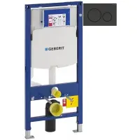 Инсталляция для унитаза Geberit Duofix Sigma 20 111.300.00.5 + 111.815.00.1 + 115.882.DW.1 с кнопкой смыва, черный глянец/черный матовый/черный глянец