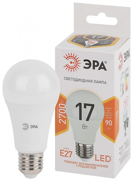 Лампа светодиодная Эра Стандарт E27 17Вт 2700K LED A60-17W-827-E27