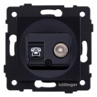 Розетка двойная RJ-11 и Ethernet RJ-45, без рамки Kollinger  REA-013BK