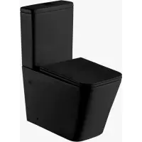 Унитаз-компакт CeramaLux 2170AXMB безободковый, с сиденьем микролифт, черный матовый
