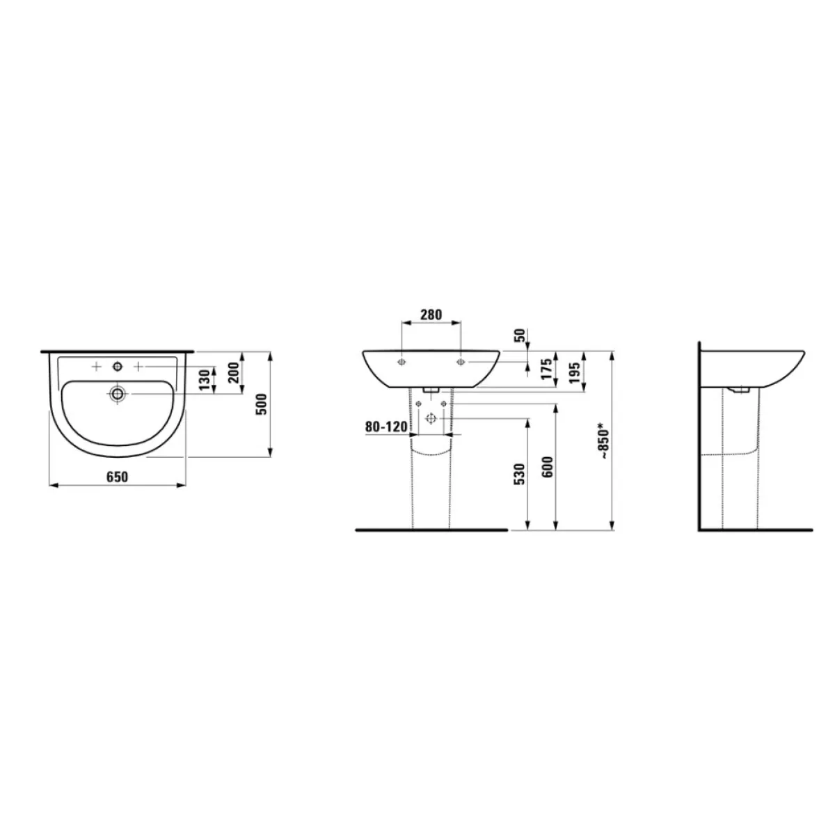 Раковина 65x50 см Laufen Pro B 8.1095.3.000.104.1