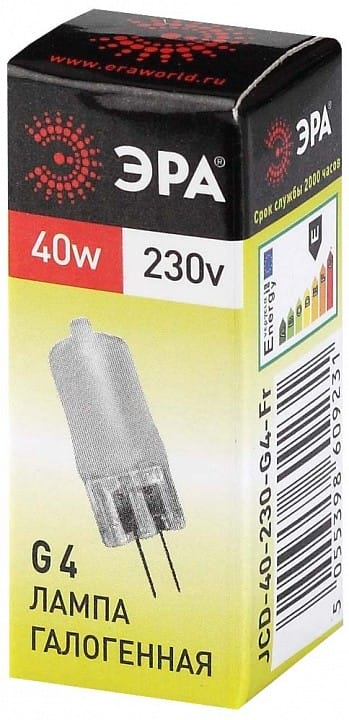 Лампа галогеновая Эра  G4 40Вт 3000K G4-JCD-40W-230V-FR