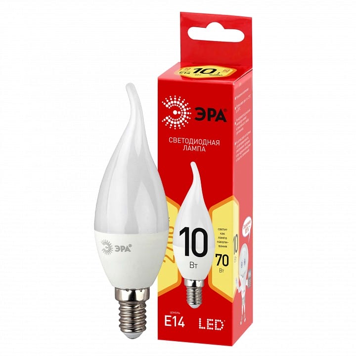 Лампа светодиодная Эра  E14 10Вт 2700K LED BXS-10W-827-E14 R
