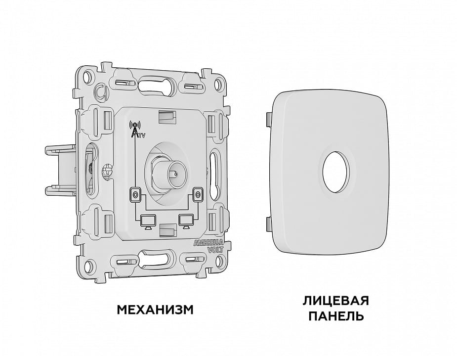 ТВ-розетка проходная без рамки Ambrella Volt OMEGA MO213030