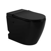 Приставной унитаз Abber Bequem AC1115PMB с крышкой-сиденьем черный матовый