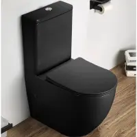 Унитаз-компакт CeramaLux 2166XMB безободковый, с сиденьем микролифт, черный матовый