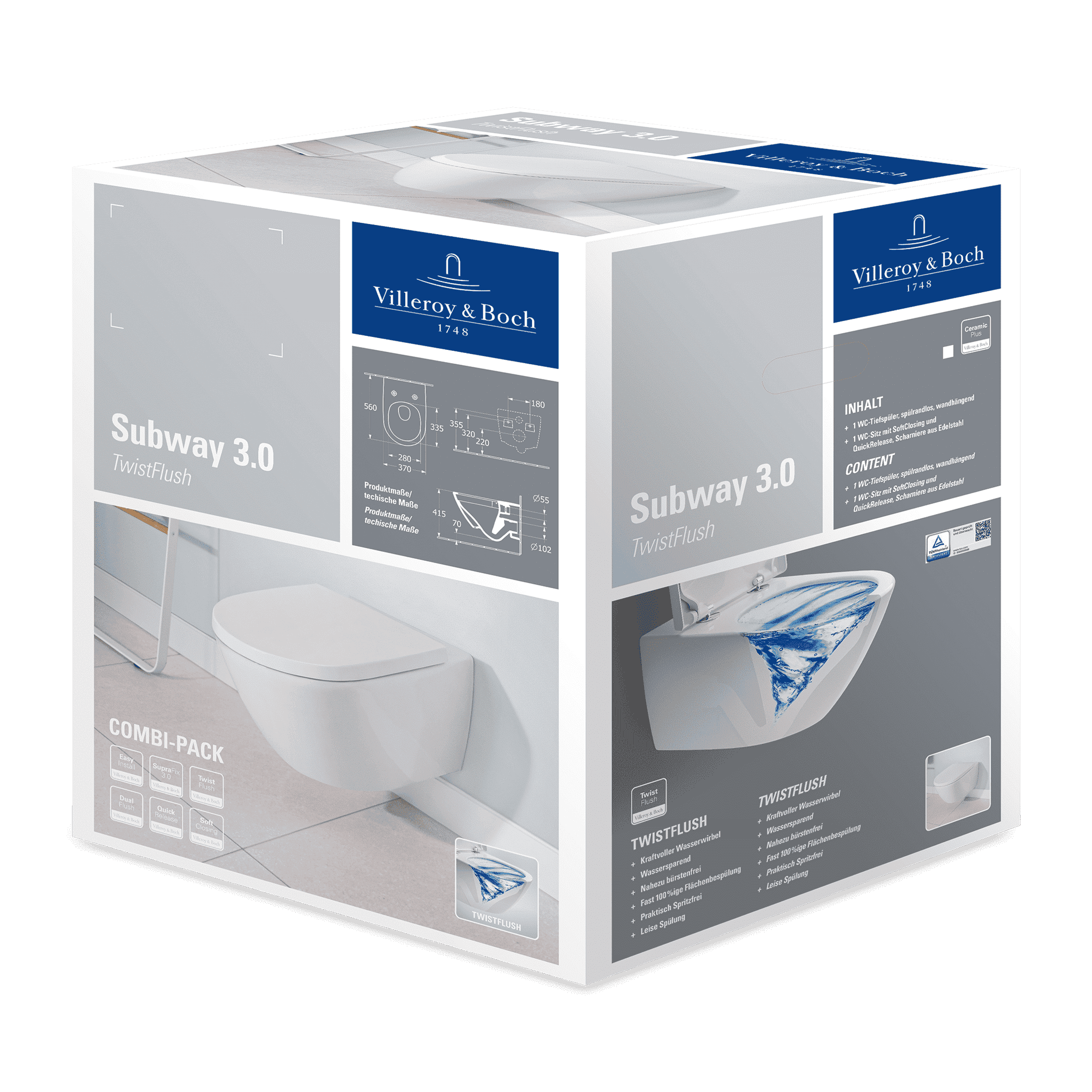 Подвесной унитаз Villeroy&Boch Subway 3.0 4670TS01 с сиденьем микролифт