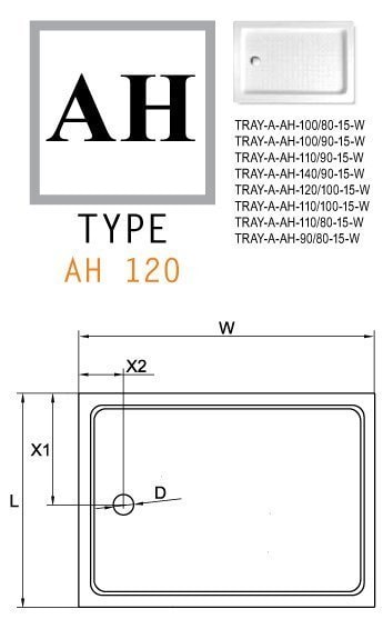 Душевой поддон Cezares TRAY-A-AH-100/80-15-W