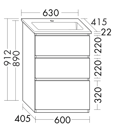 Тумба с раковиной Burgbad Lin20 63 SGHE063F5381C0001*1 темно-серый матовый