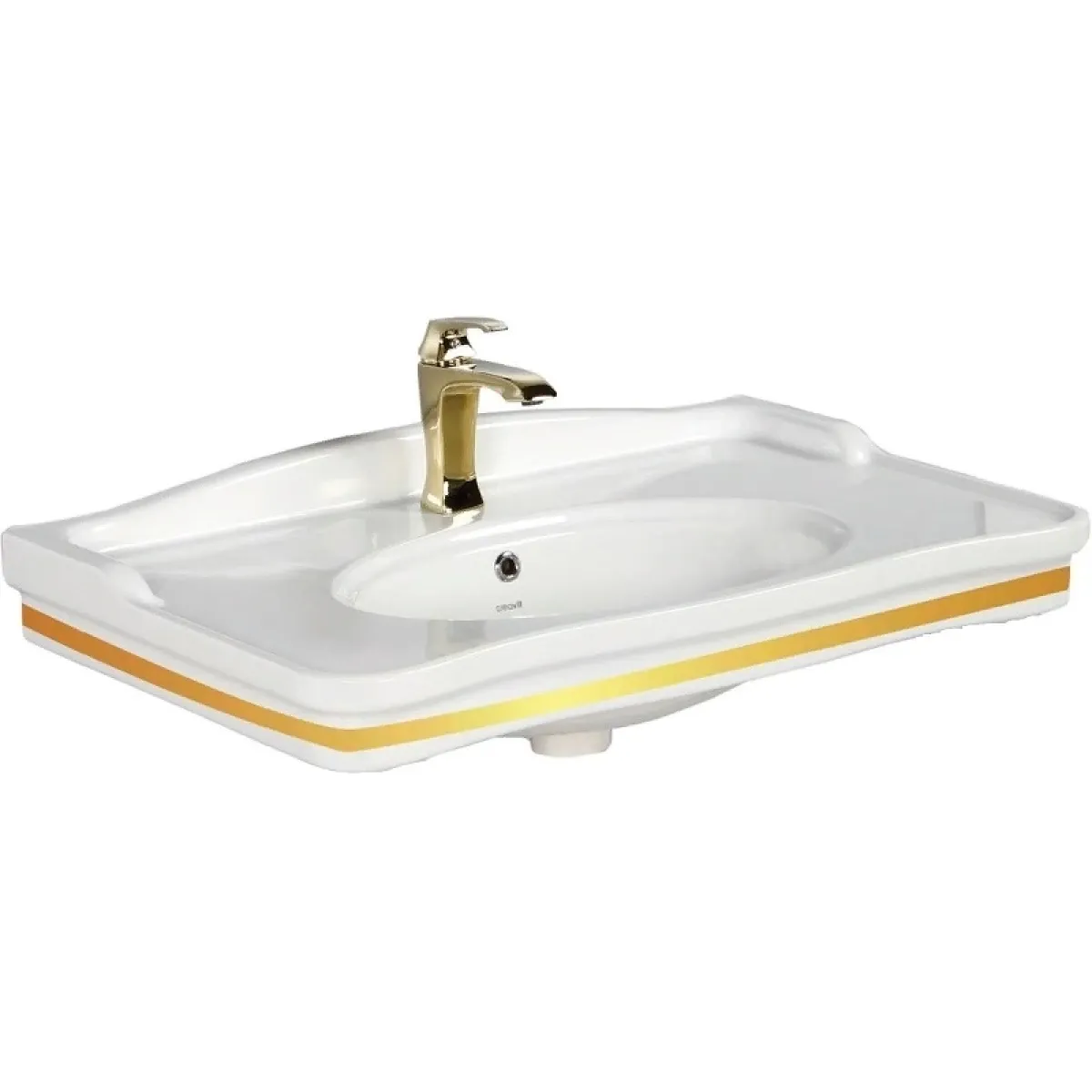 Раковина Creavit Antik AN080-00CB00E-AD00 80x50 см, подвесная, белый/золото