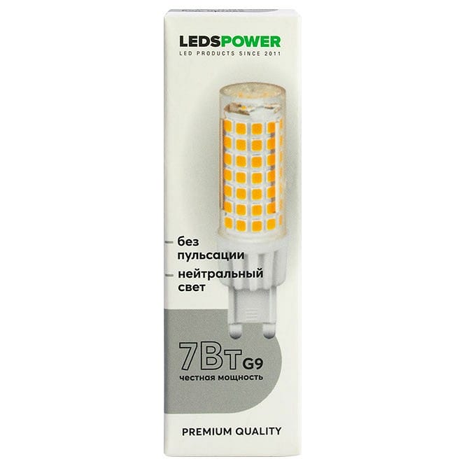 Лампа светодиодная LEDS POWER  G9 7Вт 4000K 007069