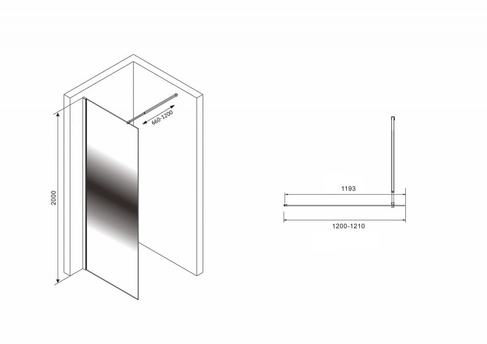 Душевая перегородка Abber Immer Offen 120 AG69123BS черная