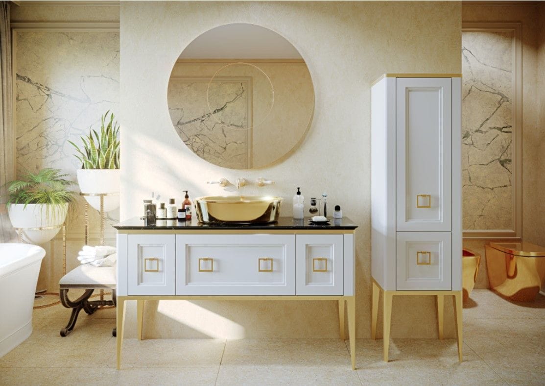 Пенал Bagno Piu Tribeca 40 TR-3-175-07 DX + BU 014.75.Con Oro белый матовый/золото