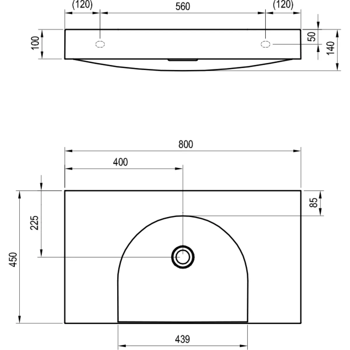 Раковина Ravak Lite XJX01380000 80x45 см S, накладная, подвесная, белый