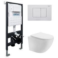 Комплект унитаза с инсталляцией Abber Bequem AC1100T-AC0105-AC0120MW с белой матовой клавишей