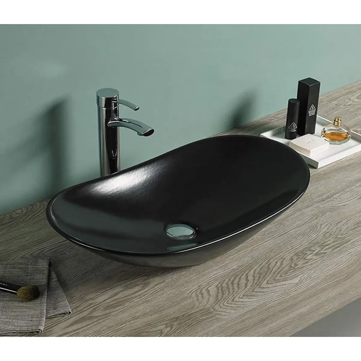 Раковина-чаша CeramaLux 7811AMB 61,5x36 см, накладная, черный матовый