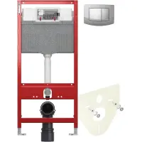 Инсталляция для унитаза Tece TECEambia 9300302 + 9200010 + 9380014 + 9240253 с кнопкой смыва, матовый хром/хром