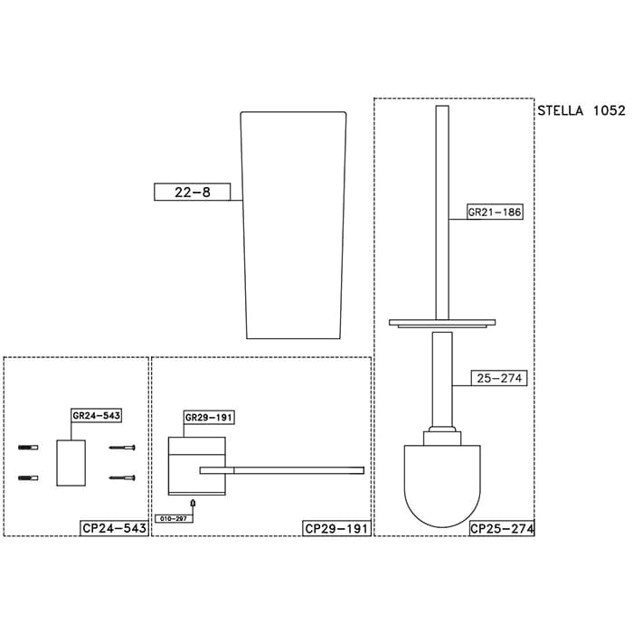 Ершик для унитаза Stella ST 10017 CR00