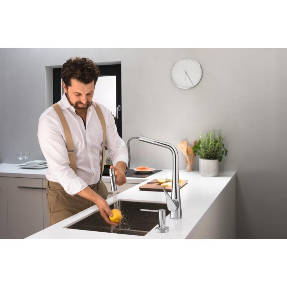 Смеситель для кухни hansgrohe Metris Select M71 320 73816800 с вытяжным душем 2jet sBox сталь