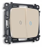 Выключатель двухклавишный с подсветкой без рамки Ambrella Volt Quant MO324020