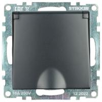 Розетка с заземлением и со шторкой, без рамки с крышкой Stekker Катрин 39608