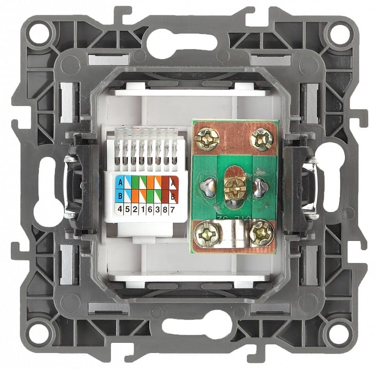 ТВ-розетка и розетка Ethernet RJ-45 без рамки Эра Эра 12 12-3110-04