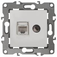 ТВ-розетка и розетка Ethernet RJ-45 без рамки Эра Эра 12 12-3110-01