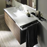 Тумба с раковиной Burgbad Yso 128 SFAC111 L K0396 F2321 C0001*1 светло-серый глянцевый/коньячный орех