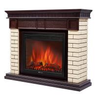 Каминокомплект: Очаг Electrolux EFP/P-2520LS N, портал Bricks 25 камень бежевый, шпон темный дуб
