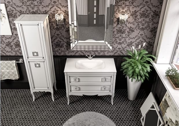 Тумба с раковиной Bagno Piu Moretta 2.0 96 белый матовый/серебро