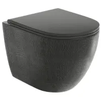 Унитаз подвесной Grossman GR-4455BBLS безободковый, с сиденьем микролифт, черный глянец